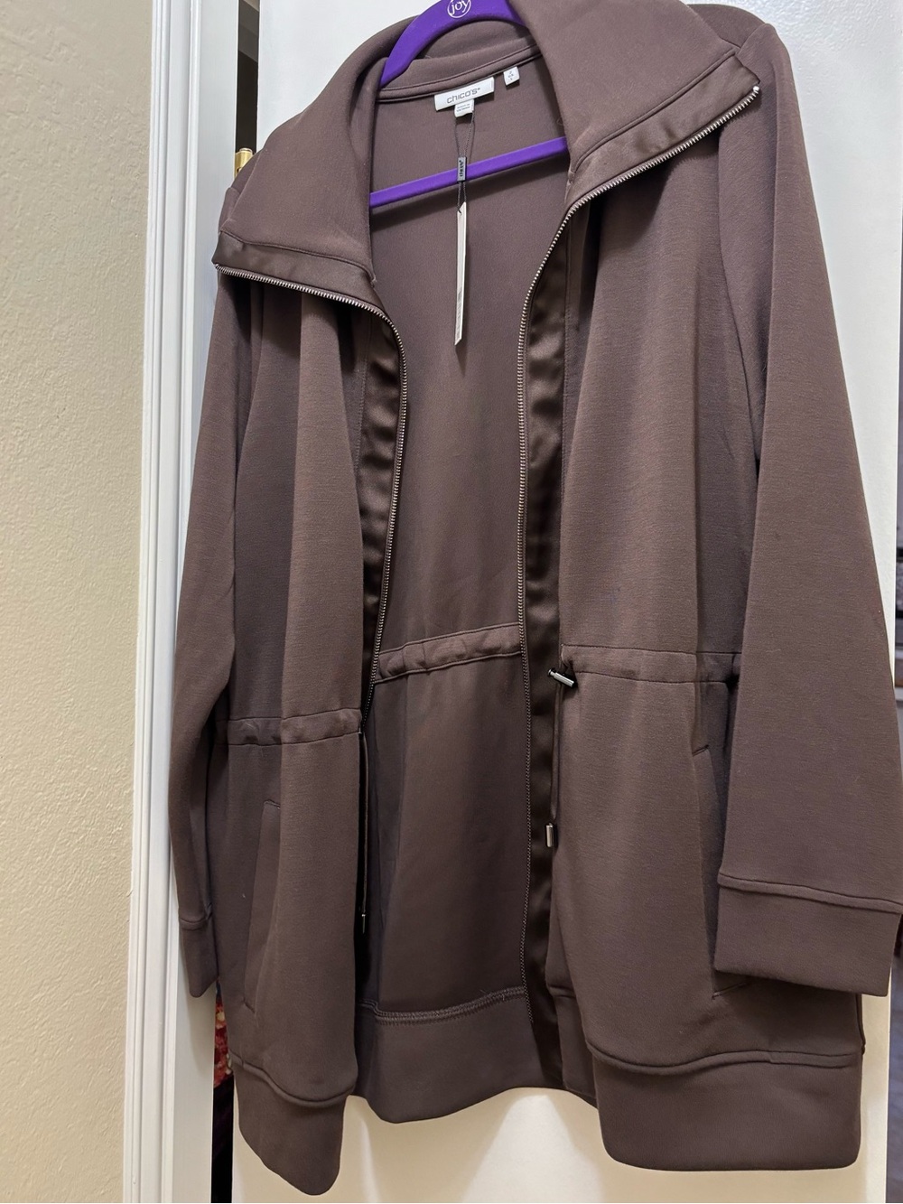 Chico’s Chocolate Brown Zip-Front Utility Jacket